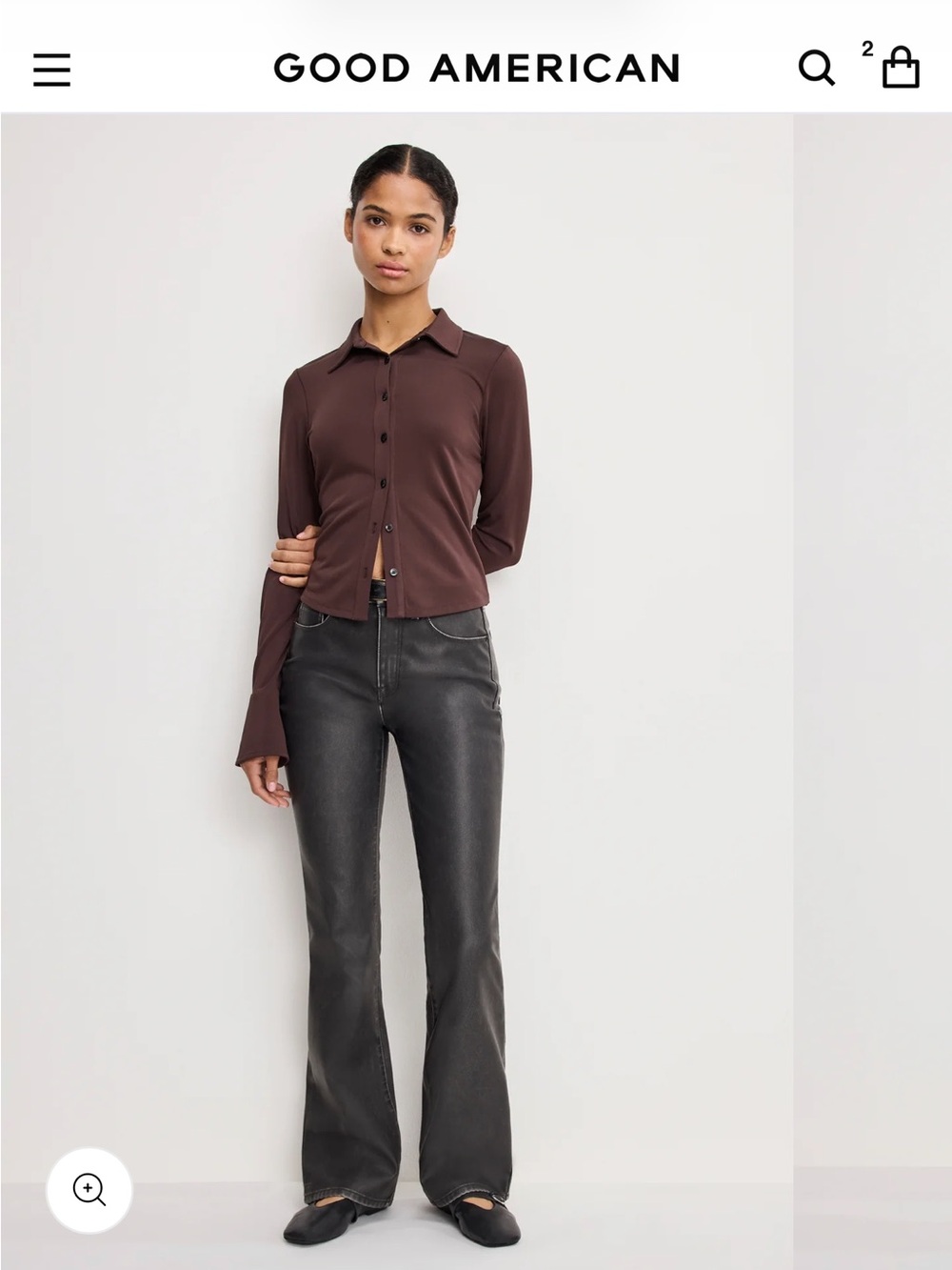 Good American Gray Faux Leather Flare Jeans NWT Size 10